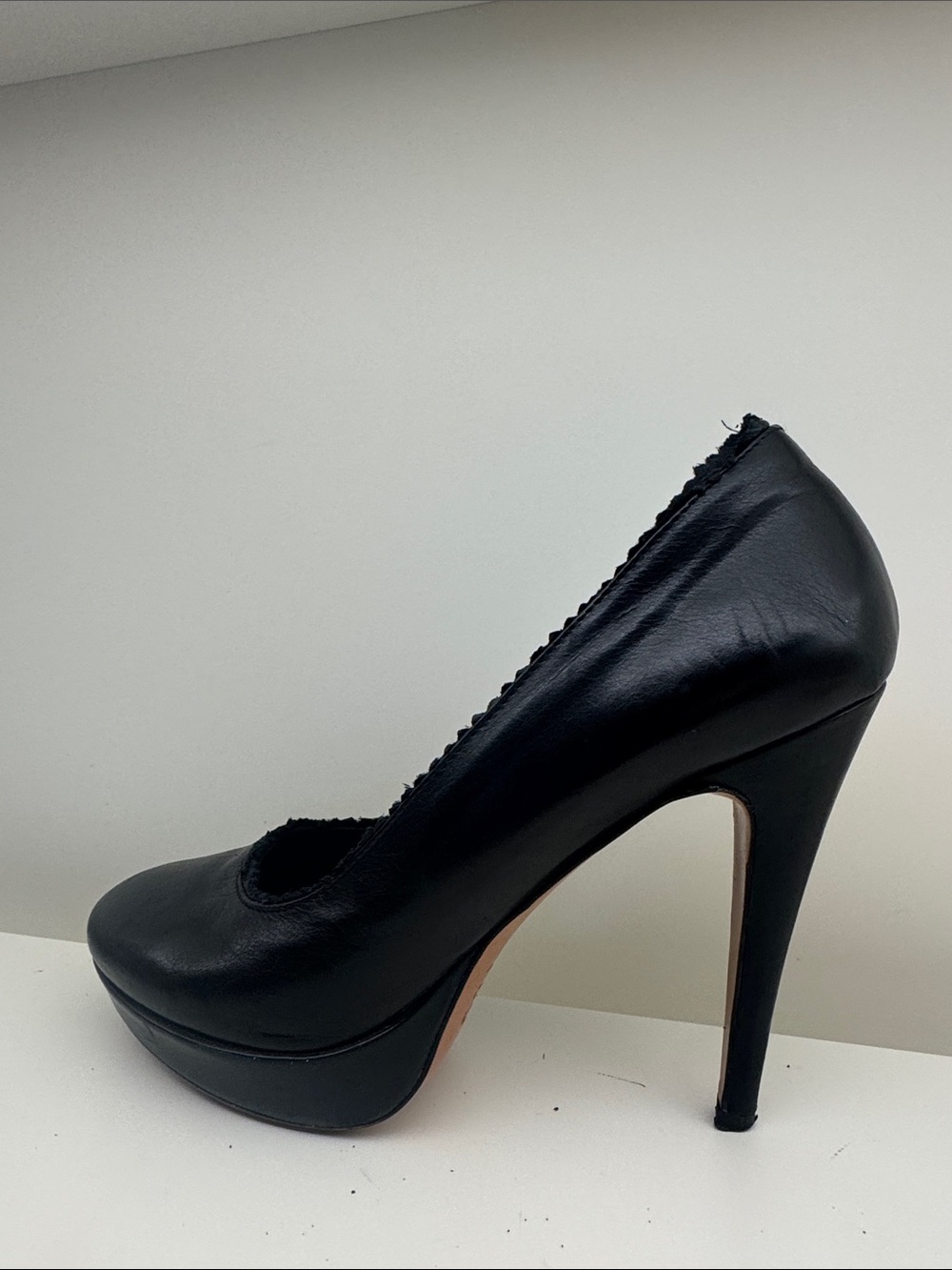 Balmain Black Leather Platform Stiletto Pump